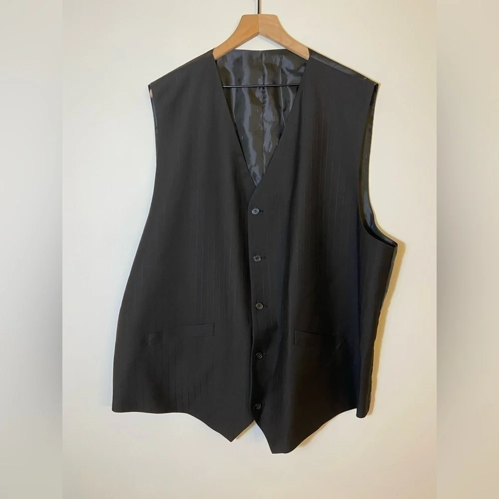 Mens Paolo Giardini Black Suit Blazer With Vest Size 52L NEW